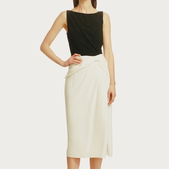 NWT Jason Wu Collection Two-Tone Crepe Sheath Dress in Black / Chalk - Picture 2 of 16